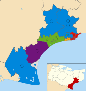 Folkestone and the Hythe UK ward map 2019.svg