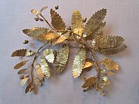 Fragment of a gold wreath, c. 320-300 BC, from a burial in Crimea