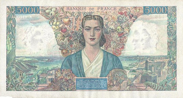 5 000 francs Union française, Face verso
