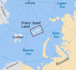 Frans Josefs lands läge i Norra ishavet