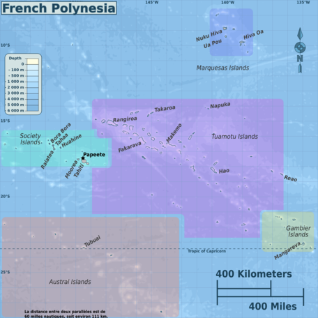 Mapa regionů Francouzské Polynésie