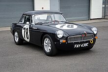 1965 MGB to FiA Appendix K Specification with period race modifications. Very similar to the cars that raced in the 1960s. Front 02Wiki.jpg