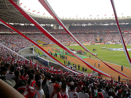 Football match at Gelora Bung Karno Stadium
