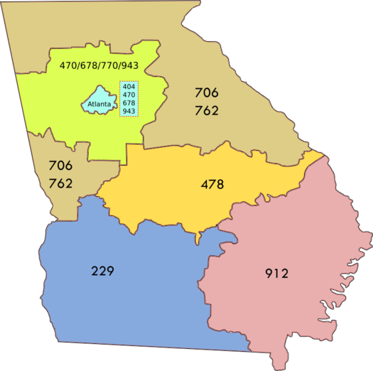 Georgia Area Codes 2021.png