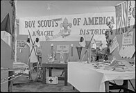 Exhibits of work done by the various boy scout troops at Granada Relocation Center in May 1943