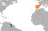 Location map for Guyana and Spain.