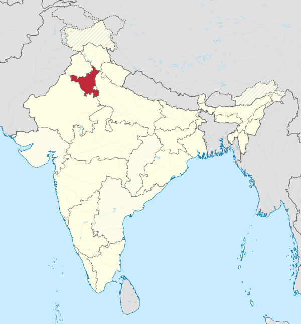 Haryana in India (disputed hatched).svg