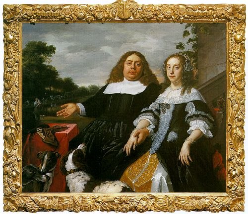 Jan J. Hinlopen in 1666, with his new wife Lucia Wijbrants. Painting by Bartholomeus van der Helst, now in a private collection