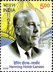 India released a stamp commemorating Henning Holck-Larsen, founder of Larsen & Toubro. Henning Holck-Larsen 2008 stamp of India.jpg