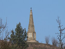 Monument commemorating the construction of railway line in the village