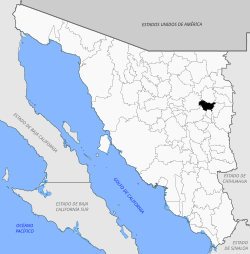 Vị trí của đô thị trong bang Sonora