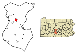 Location of Huntingdon in Huntingdon County, Pennsylvania