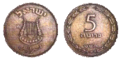 Israel 5 Prutah 1950 Obverse & Reverse.gif