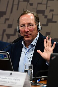 Textor speaking about allegations and suspicions of manipulation of results in Brazilian football, involving players, managers and betting companies in April 2024. John Textor.jpg