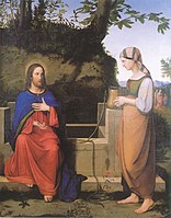 Le Christ et la Samaritaine au puits, Josef von Hempel (de) du mouvement nazaréen (1823), collection privée.