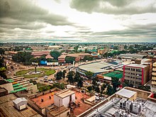 View of Cairo Road and north-west Lusaka from the Zanaco building Kafue round about.jpg