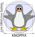 Tux als „vitruvianischer Pinguin“ auf dem Knoppix-Logo