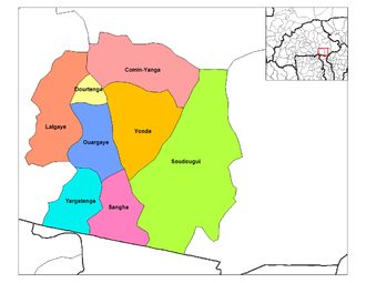 Location of the 8 departments (or communes) in Koulpelogo Province. Koulpelogo departments.png