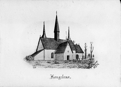Kyrkan på teckning från 1894.