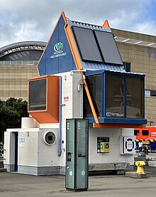 Link span building by Roger Walker at Taranaki Street Wharf Link Span building 2.jpg