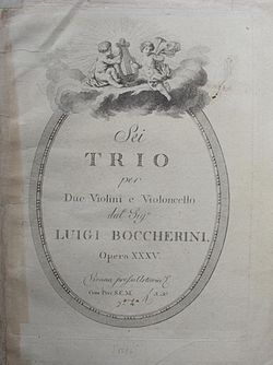 Suuntaa-antava kuva Luigi Boccherinin julkaisusta Six trios opus 34