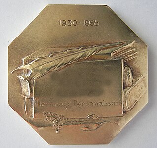 Médaille Benjamin Delessert, fondateur des Caisses d'épargne (1935), revers.