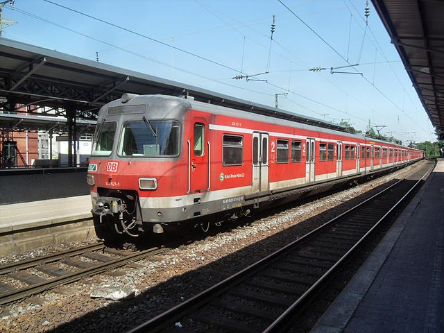 Line S 8 train of the Rhine-Main S-Bahn on the way to Offenbach via Frankfurt