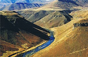 Fluss Malibamatšo in Lesotho vor Errichtung der Katse-Talsperre (1991)