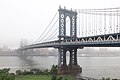 Manhattan Bridge in morning fog