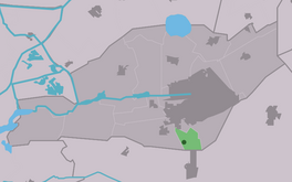 Lokaasje Koartehimmen (grien) yn 'e gemeente Smellingerlân