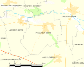Mapa obce Pouilly-sur-Serre