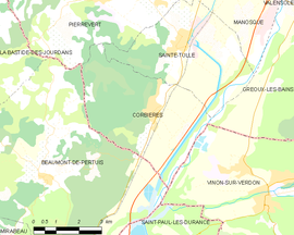 Mapa obce Corbières