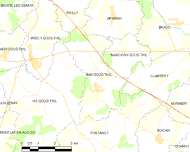 Mapa obce Nan-sous-Thil