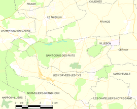 Mapa obce Saint-Denis-des-Puits