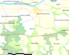 Mapa obce Bieujac