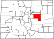 Harta statului Colorado indicând comitatul Elbert