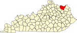 Mapa estadual destacando o condado de Lewis