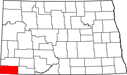 map of North Dakota highlighting Bowman County