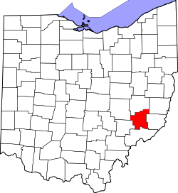 map of Ohio highlighting Noble County