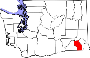Map of Washington highlighting Columbia County