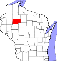 Map of Wisconsin highlighting Rusk County