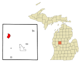 Mecosta County Michigan Incorporated and Unincorporated areas Big Rapids Highlighted.svg