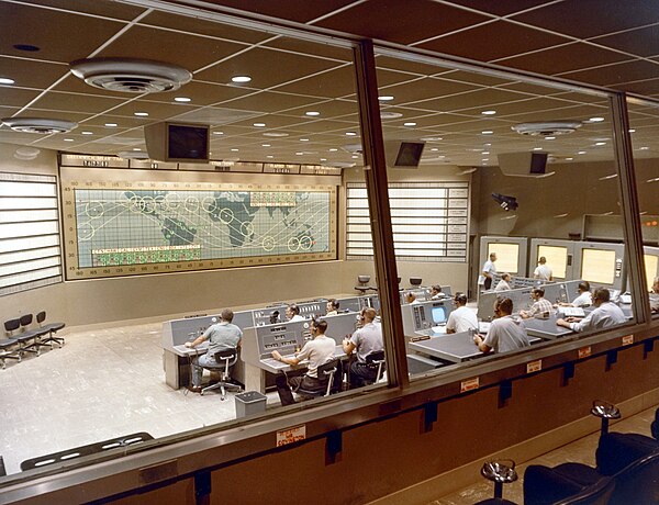 Mercury Control at Cape Canaveral during a simulation of Mercury-Atlas 8 in 1962