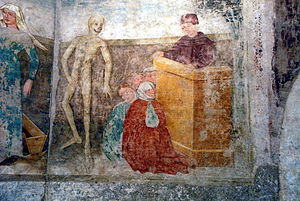 Pogled na originalne fresko mrtvaškega plesa v muzeju Mrtvaškega muzeja