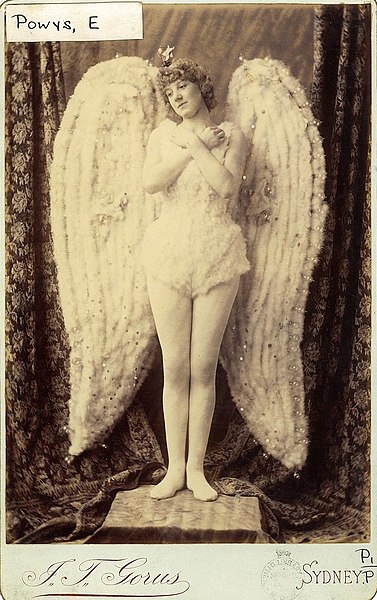 File:Miss Gertrude Powys as The Angel in the pantomime Sleeping Beauty at the Theatre Royal, 1886 - photographer J. T. Gorus, Sydney (4620310237).jpg