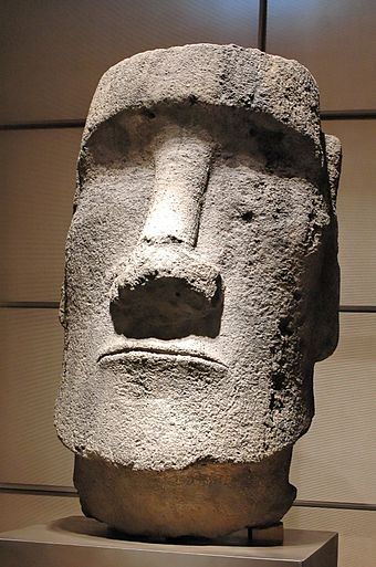 Original moai at the Louvre Museum, in Paris