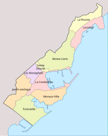 Wards of Monaco Monaco, administrative divisions - colored.svg