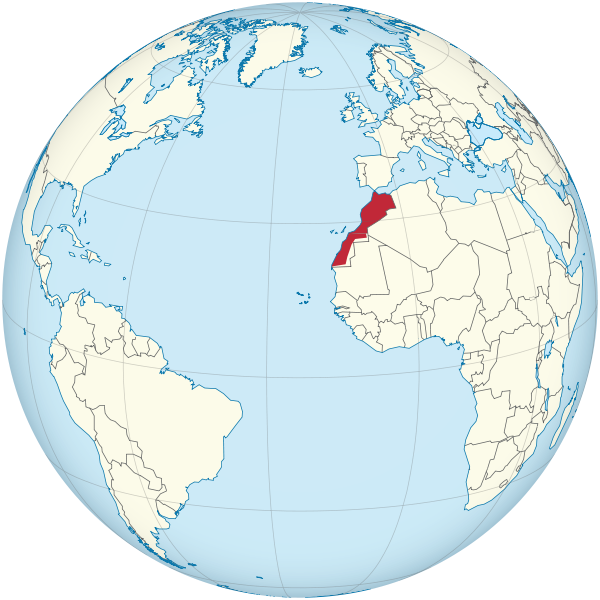 File:Morocco on the globe (de-facto + claimed hatched) (Cape Verde centered).svg