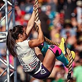 Camille Leblanc-Bazinet, 2014 Reebok CrossFit Games Champion, during the Thick 'n Quick event of the 2014 CrossFit Games Nano Action.JPG
