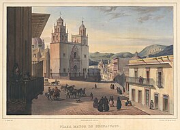 Plaza Mayor de Guanajuato, view of the main square of Guanajuato, c. 1836 Carl Nebel